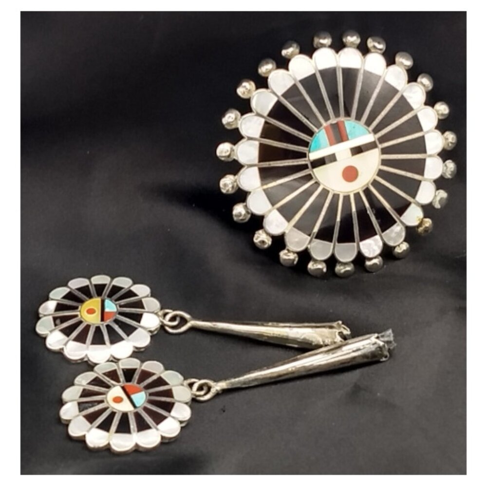 Zuni Native American Sunface Kachina Bolo Elements - Picture 2 of 8